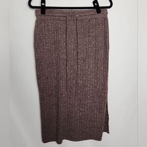 Midi Skirt Heathered Plum Color Soft Stretch M Chunky Ribbed Knit